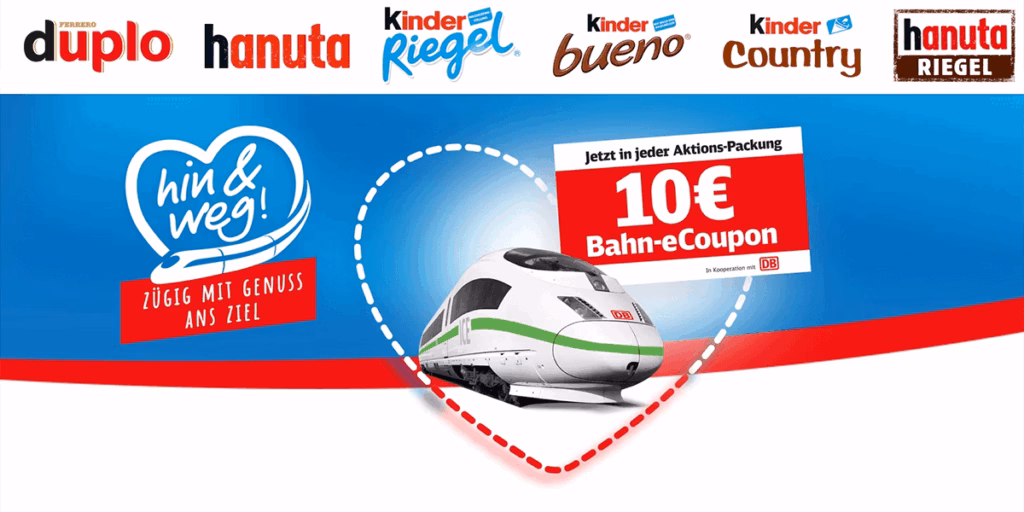Kinder Produkte kaufen und 10 € Deutsche Bahn Aktionsgutschein erhalten