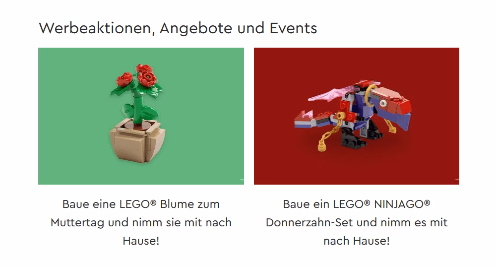 Kostenlos Lego Sets bauen und mit nach Hause nehmen