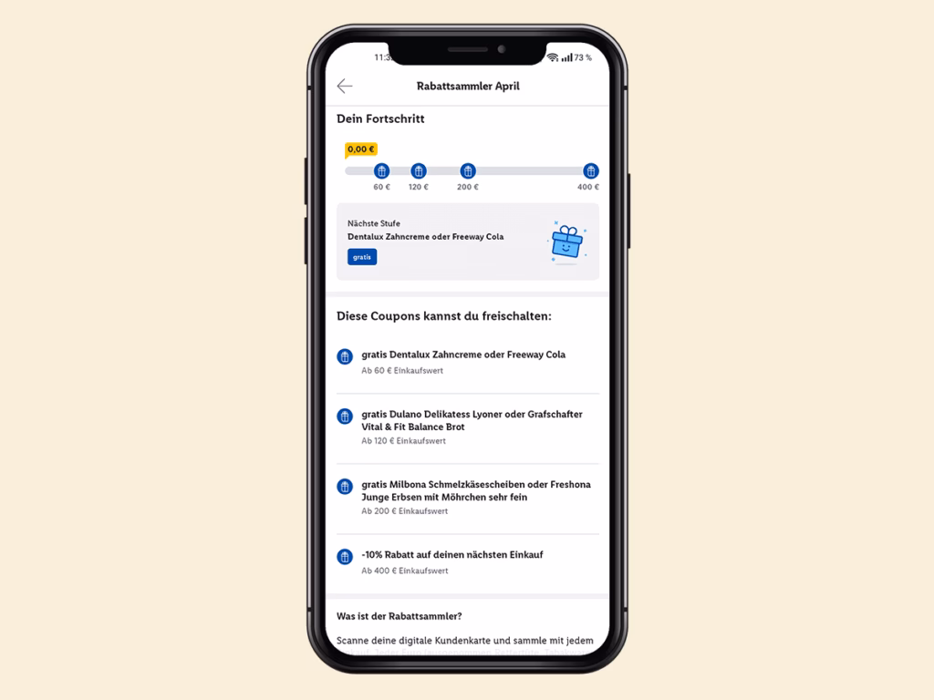 Geld sparen mit dem Rabattsammler in der Lidl Plus App