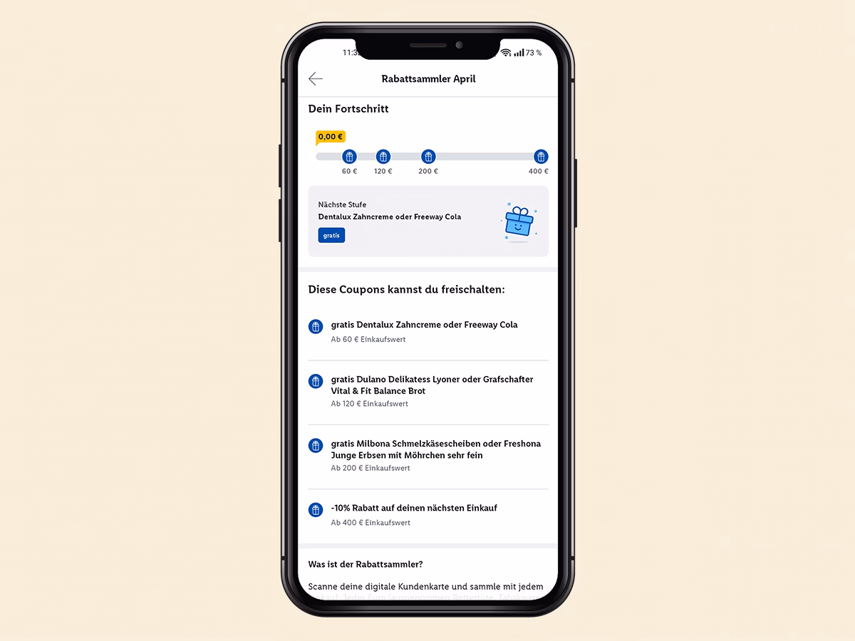 Geld sparen mit dem Rabattsammler in der Lidl Plus App
