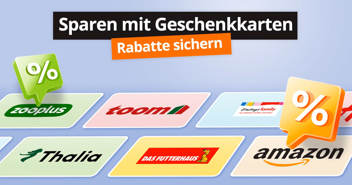 Mit rabattierten Geschenkkarten beim Einkaufen sparen Sparen beim Einkauf mit Geschenkkarten Rabatte sichern