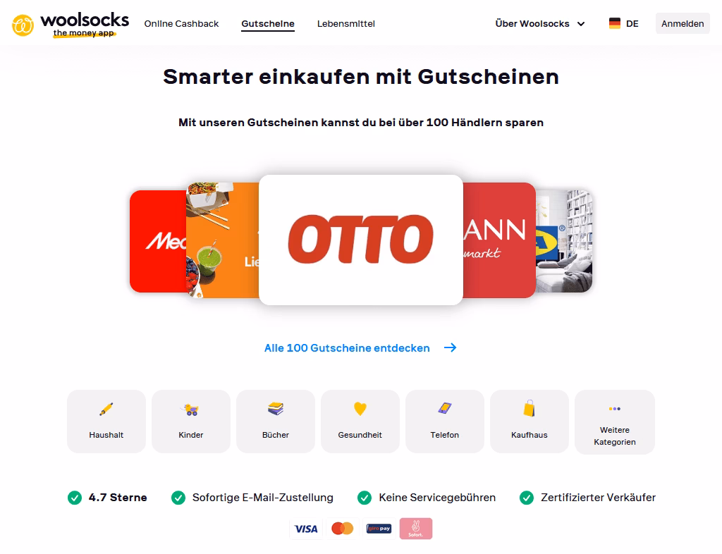Geld sparen mit rabattierten Geschenkkarten von Woolsocks