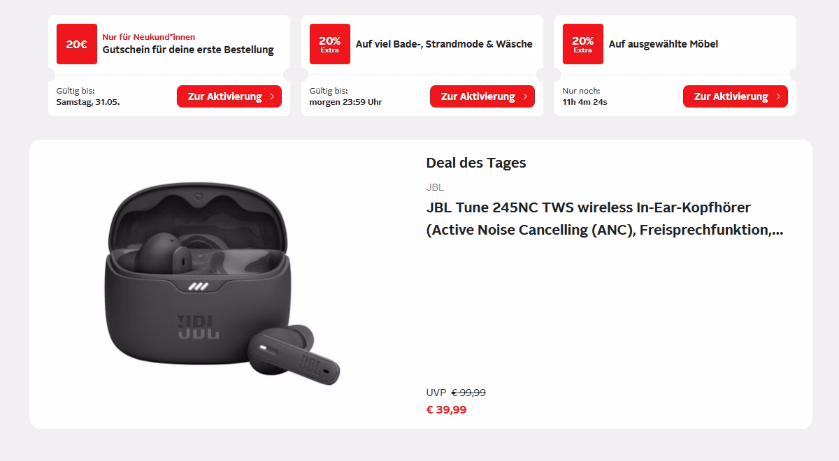 Geld sparen mit den Otto-Deals und Gutscheinen für Rabatte